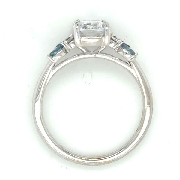 14K WG Teal Montana Sapphire, Blue Sapphire  & Diamond Leaf Motif Diamond Engagement (Center not included) Image 2 Skaneateles Jewelry Skaneateles, NY