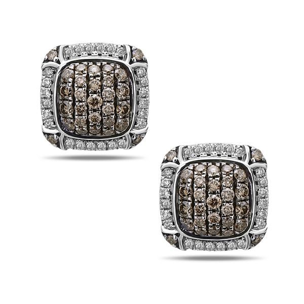 SS/14K WG Ladies 1.06ct TW Charles Krypell Pave Brown & White Diamond Earrings Skaneateles Jewelry Skaneateles, NY