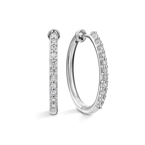 18K WG Ladies 0.48ct TW  Hearts on Fire Classic 22 mm Oval Diamond Hoop Earrings Skaneateles Jewelry Skaneateles, NY