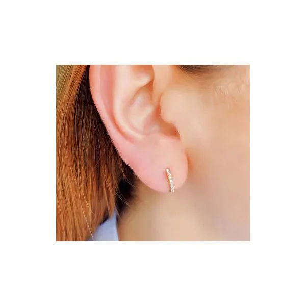 14K YG 'Our Signature' 0.07ct TW  Huggie Hoop Diamond Earrings Image 2 Skaneateles Jewelry Skaneateles, NY