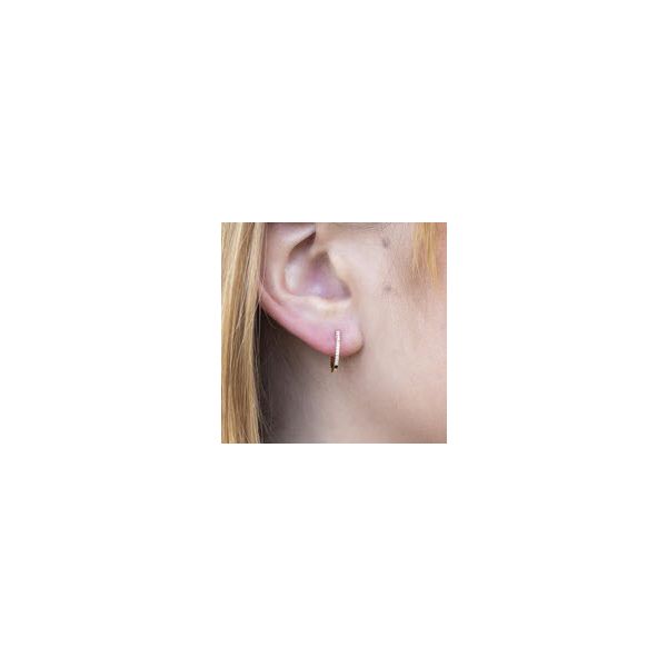 14K YG Skaneateles Signature 1/10th TCW Huggy Hoop Diamond Earrings Image 2 Skaneateles Jewelry Skaneateles, NY