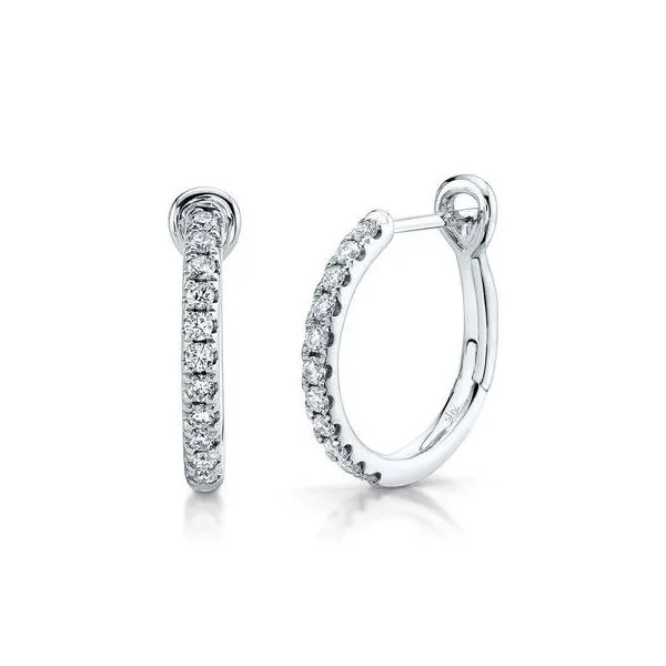 White Gold Diamond Huggy Hoop Earrings Skaneateles Jewelry Skaneateles, NY
