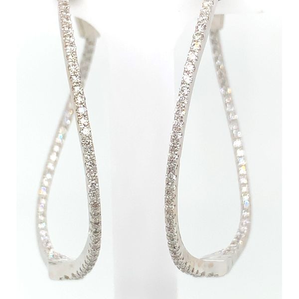 14K WG 0.76 Ct TW Twisted Front & Back Diamond Hoop Earrings Image 2 Skaneateles Jewelry Skaneateles, NY