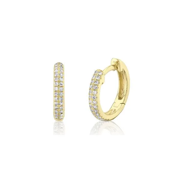Yellow Gold Pave Diamond Huggy Hoop Earrings Skaneateles Jewelry Skaneateles, NY