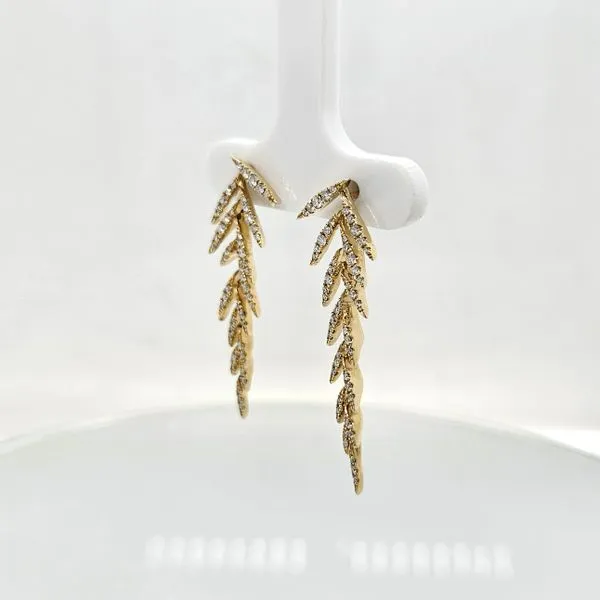 14K WG Ladies 0.56ct TW  Diamond Feather Earrings Image 2 Skaneateles Jewelry Skaneateles, NY