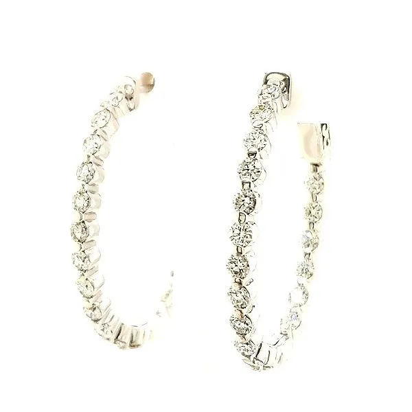 14K WG Ladies 1.75ct TW Diamond  30X23 mm Inside Outside Hinged Oval Hoop Earrings Skaneateles Jewelry Skaneateles, NY
