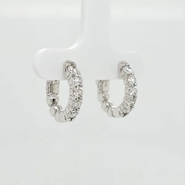 14K WG Ladies Classic One Carat TW Diamond Hoop Earrings Image 4 Skaneateles Jewelry Skaneateles, NY