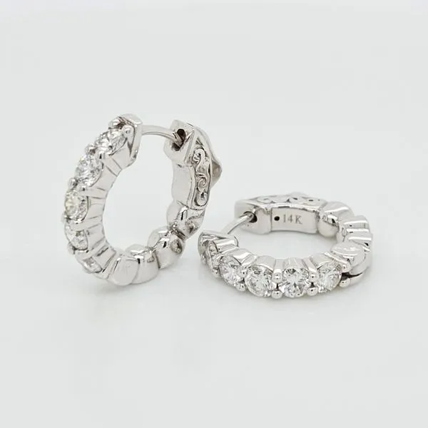 14K WG Ladies Classic One Carat TW Diamond Hoop Earrings Image 5 Skaneateles Jewelry Skaneateles, NY
