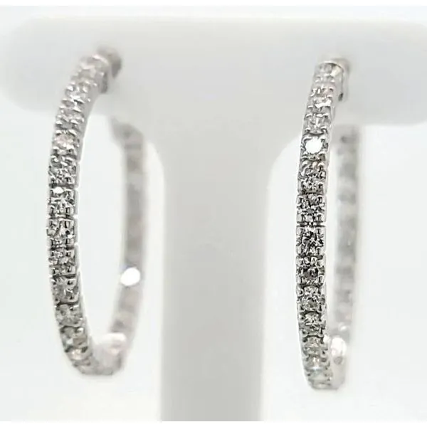 14K WG One Carat TW Diamond Inside-Out Hoop Earrings 25mm Skaneateles Jewelry Skaneateles, NY