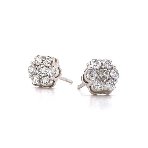 14K WG Ladies 1/2ct TW Diamond Flower Stud Earring Skaneateles Jewelry Skaneateles, NY