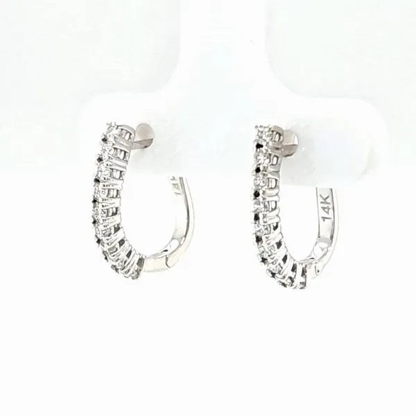 14K WG 1/3 Carat 'J-Hoop' Earrings Image 2 Skaneateles Jewelry Skaneateles, NY