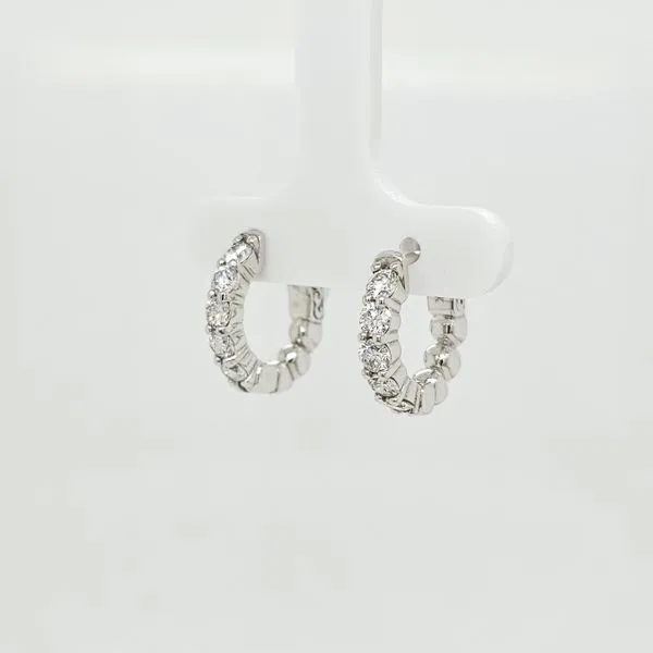 14K WG Ladies Classic One Carat TW Diamond Hoop Earrings Image 2 Skaneateles Jewelry Skaneateles, NY