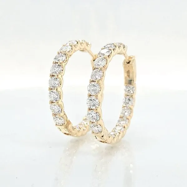 18K YG Classic 4.50ct TW Inside-Outside Diamond Hoop Earrings Image 2 Skaneateles Jewelry Skaneateles, NY