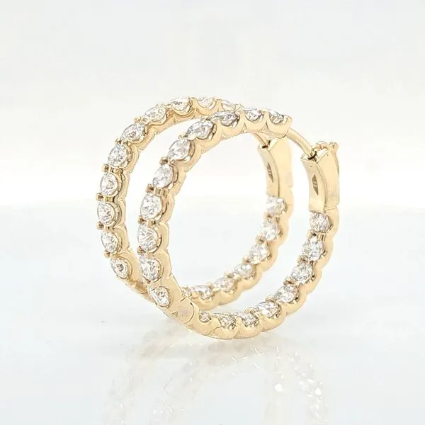 18K YG Classic 4.50ct TW Inside-Outside Diamond Hoop Earrings Image 3 Skaneateles Jewelry Skaneateles, NY