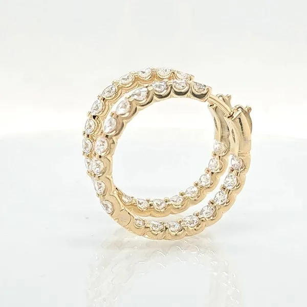 18K YG Classic 4.50ct TW Inside-Outside Diamond Hoop Earrings Image 4 Skaneateles Jewelry Skaneateles, NY