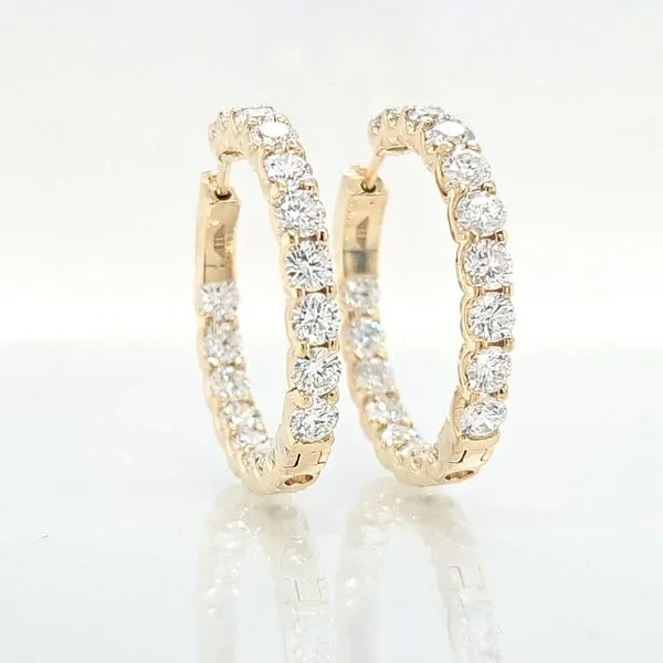 18K YG Classic 4.50ct TW Inside-Outside Diamond Hoop Earrings Skaneateles Jewelry Skaneateles, NY