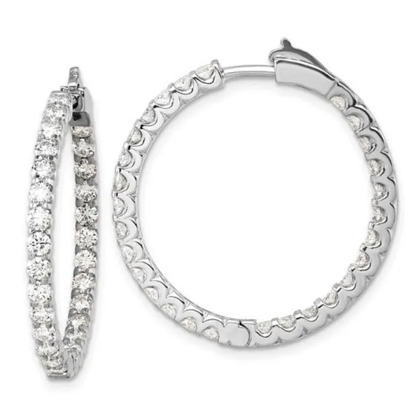 18K WG Classic 3.05ct TW Inside-Outside Diamond Hoop Earrings Skaneateles Jewelry Skaneateles, NY