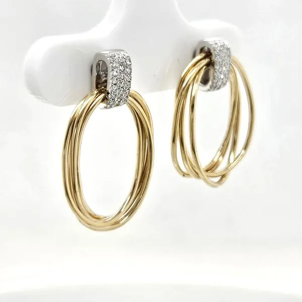 Two Tone Diamond Oval Post Earrings Image 2 Skaneateles Jewelry Skaneateles, NY