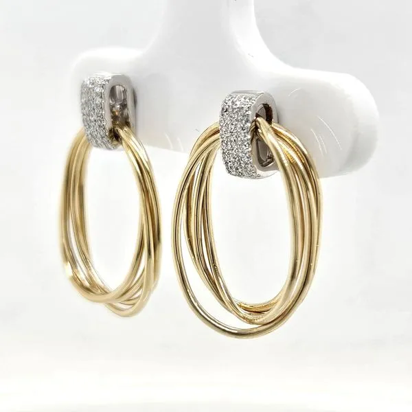 Two Tone Diamond Oval Post Earrings Image 3 Skaneateles Jewelry Skaneateles, NY