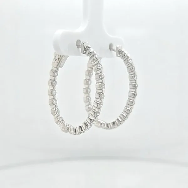 Diamond 30X23 mm Inside Outside Hinged Oval Hoop Earrings Image 3 Skaneateles Jewelry Skaneateles, NY