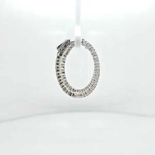 Diamond 30X23 mm Inside Outside Hinged Oval Hoop Earrings Image 4 Skaneateles Jewelry Skaneateles, NY