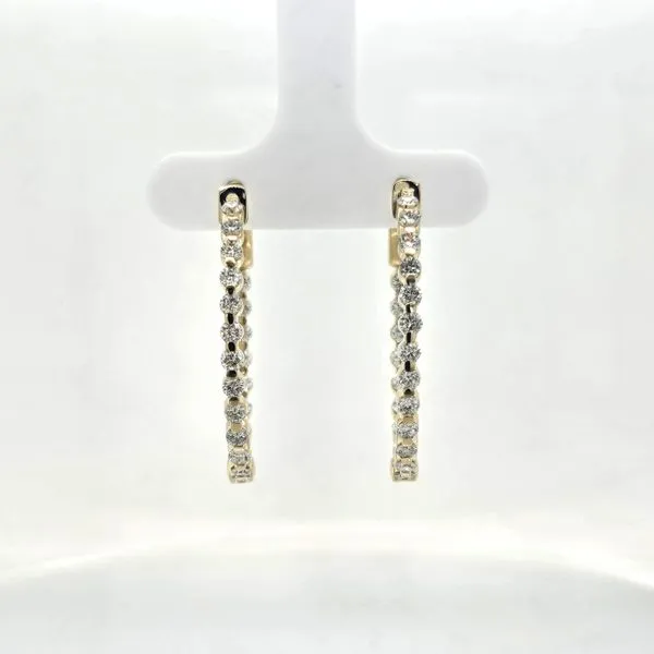 14K Yellow Gold Diamond Inside Outside Oval Hoop Earrings Image 2 Skaneateles Jewelry Skaneateles, NY