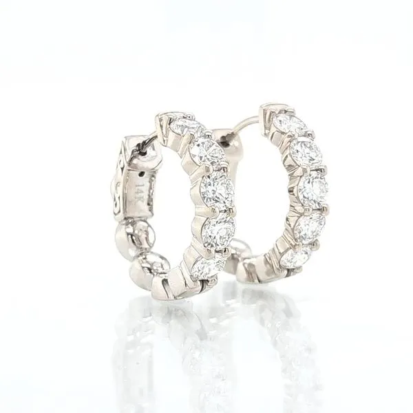 14K WG Ladies 2.20ct TW Diamond Hoop Earrings Image 2 Skaneateles Jewelry Skaneateles, NY