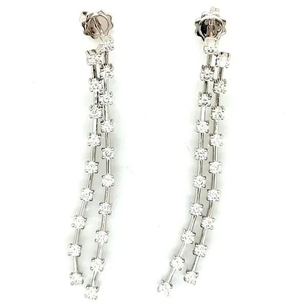 14K White Gold Two-Row 2.14ct TW Diamond Waterfall Earrings Skaneateles Jewelry Skaneateles, NY