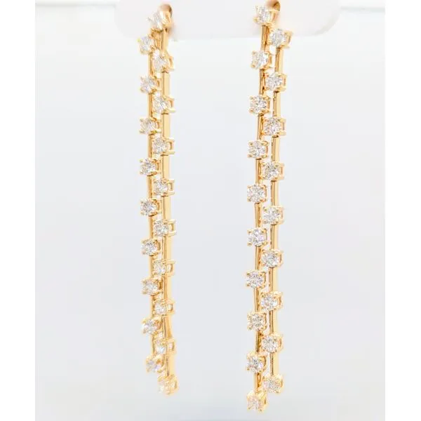 14K Yellow Gold Two-Row 2.22ct TW Diamond Waterfall Earrings Skaneateles Jewelry Skaneateles, NY