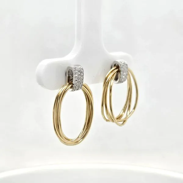 14K TT Ladies 0.10ct Natural Diamond  Oval Post Earrings Image 3 Skaneateles Jewelry Skaneateles, NY