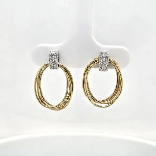 14K TT Ladies 0.10ct Natural Diamond  Oval Post Earrings Skaneateles Jewelry Skaneateles, NY