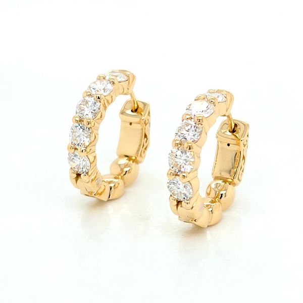 14K YG Ladies Two Carat Classic Diamond Hoop Earrings Image 2 Skaneateles Jewelry Skaneateles, NY
