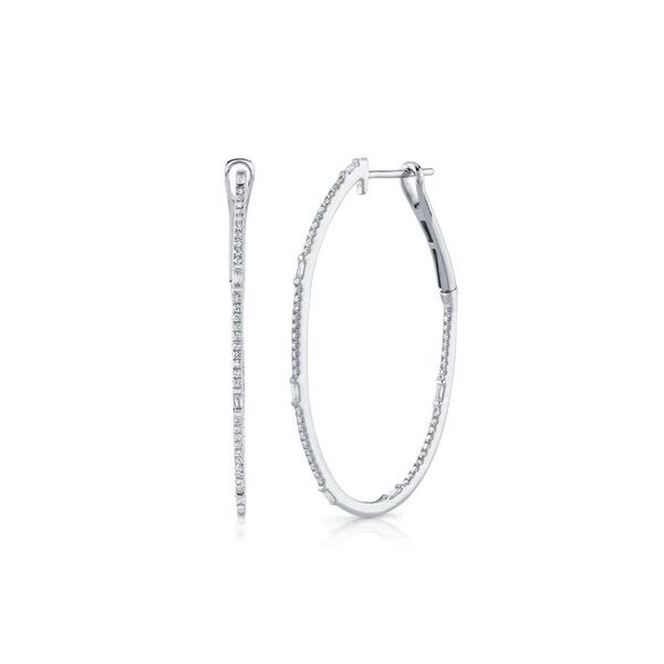 14K WG 0.44ct TW Our Signature Diamond Baguette Hoop Earring Skaneateles Jewelry Skaneateles, NY
