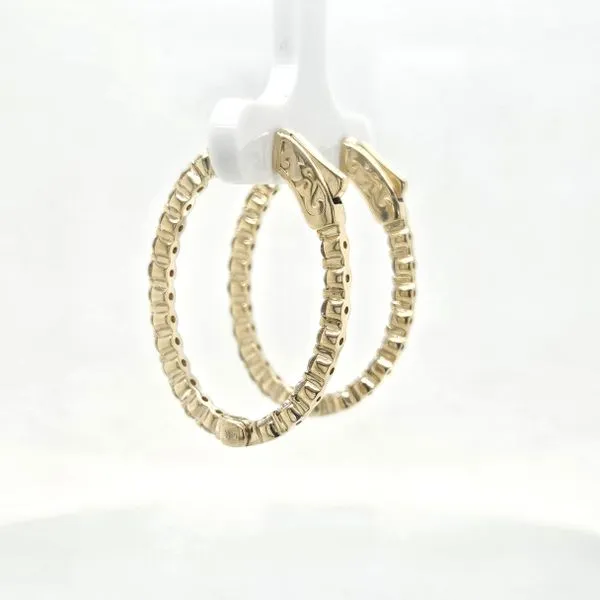 14K Yellow Gold Diamond Inside Outside Oval Hoop Earrings Image 3 Skaneateles Jewelry Skaneateles, NY