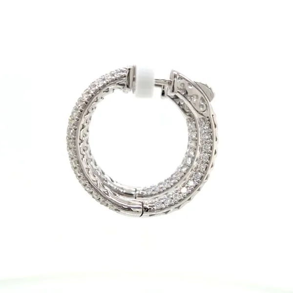 14K White Gold 3 Row Diamond Pave Hoop Earrings Image 3 Skaneateles Jewelry Skaneateles, NY
