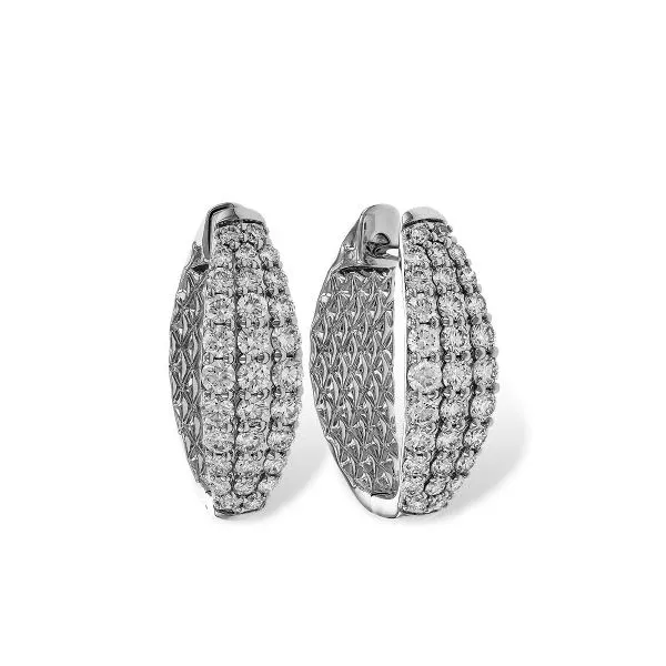 14K YG Stunning One Carat TW Triple Row Diamond Earrings Image 2 Skaneateles Jewelry Skaneateles, NY