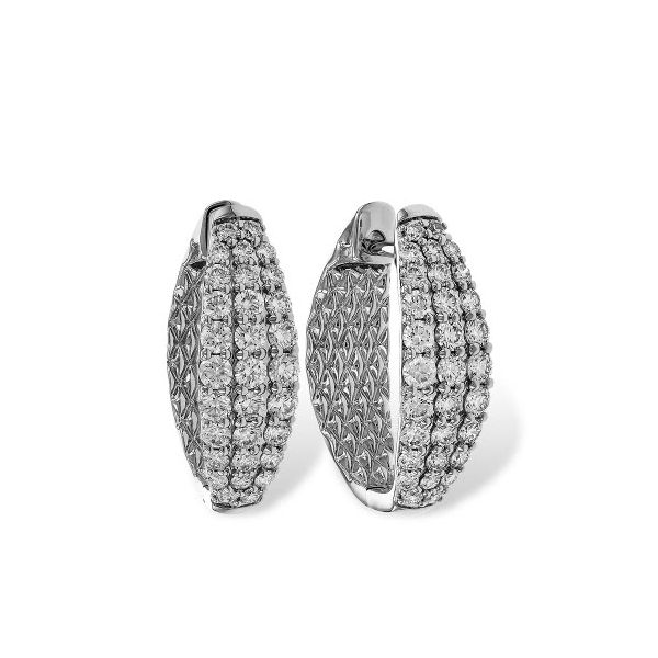 14K YG Stunning One Carat TW Triple Row Diamond Earrings Image 2 Skaneateles Jewelry Skaneateles, NY