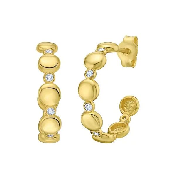 14K Yellow Gold Polished .08ct Diamond Fashion Bauble Hoops with Push Back Clasp Skaneateles Jewelry Skaneateles, NY