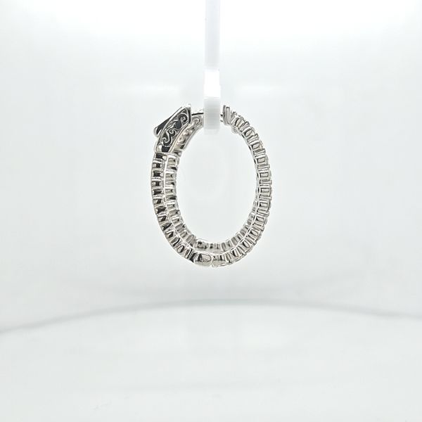 14K WG Ladies Diamond  30X23 mm Inside Outside Hinged Oval Hoop Earrings Image 4 Skaneateles Jewelry Skaneateles, NY