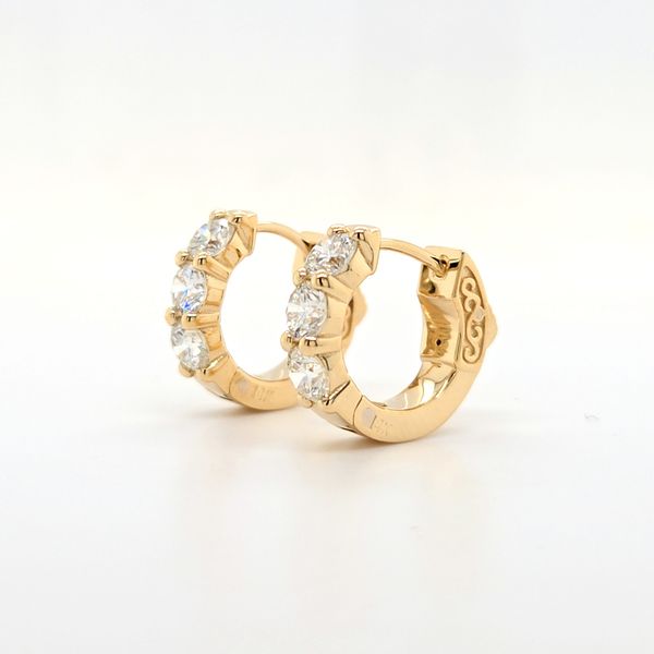 14K Yellow Gold 1.5ct TW Mini Diamond Hoops Image 2 Skaneateles Jewelry Skaneateles, NY