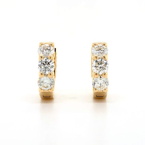 14K Yellow Gold 1.5ct TW Mini Diamond Hoops Image 3 Skaneateles Jewelry Skaneateles, NY
