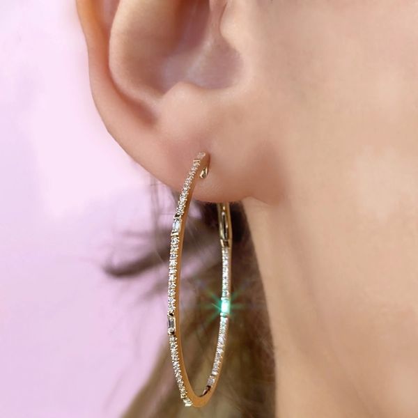 14K YG 0.44ct TW Our Signature Diamond Baguette Hoop Earring Image 2 Skaneateles Jewelry Skaneateles, NY