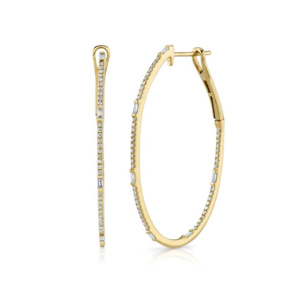 14K YG 0.44ct TW Our Signature Diamond Baguette Hoop Earring Skaneateles Jewelry Skaneateles, NY