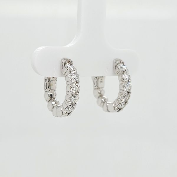 14K WG Ladies One Carat TW Diamond Hoop Earrings Image 4 Skaneateles Jewelry Skaneateles, NY