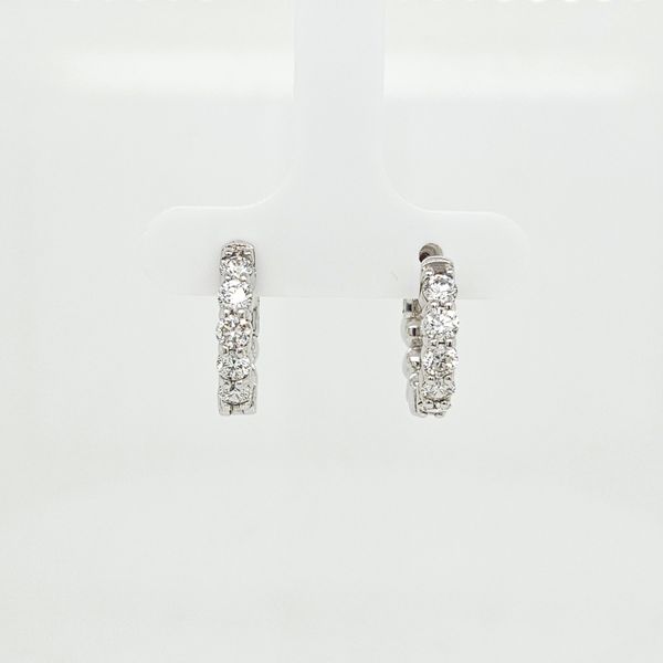 14K WG Ladies One Carat TW Diamond Hoop Earrings Image 5 Skaneateles Jewelry Skaneateles, NY