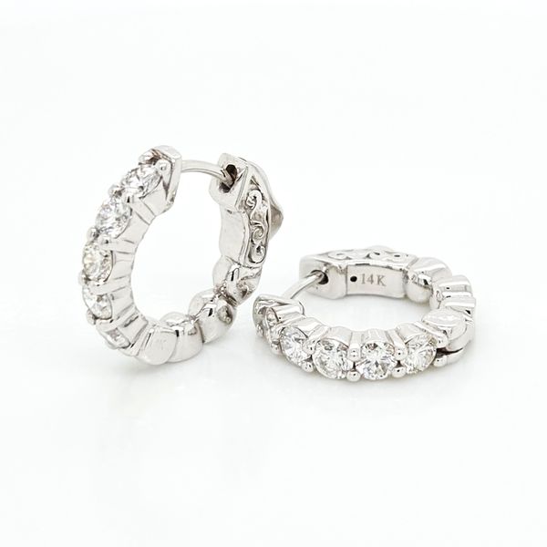 14K WG Ladies One Carat TW Diamond Hoop Earrings Skaneateles Jewelry Skaneateles, NY