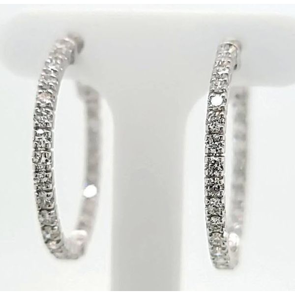 14K WG Classic One Carat TW Diamond Inside-Out Hoop Earrings Skaneateles Jewelry Skaneateles, NY