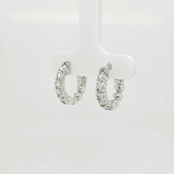 14K WG Ladies One Carat TW Diamond Hoop Earrings Image 2 Skaneateles Jewelry Skaneateles, NY
