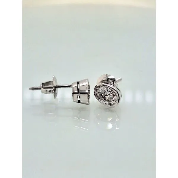 One Carat Bezel Set Oval Diamond Stud Earrings Image 2 Skaneateles Jewelry Skaneateles, NY