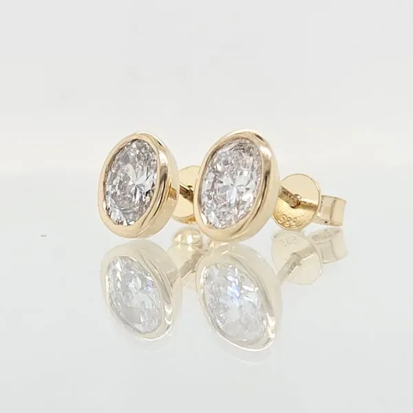 1 Carat Bezel Set Oval Diamond Earrings Image 2 Skaneateles Jewelry Skaneateles, NY